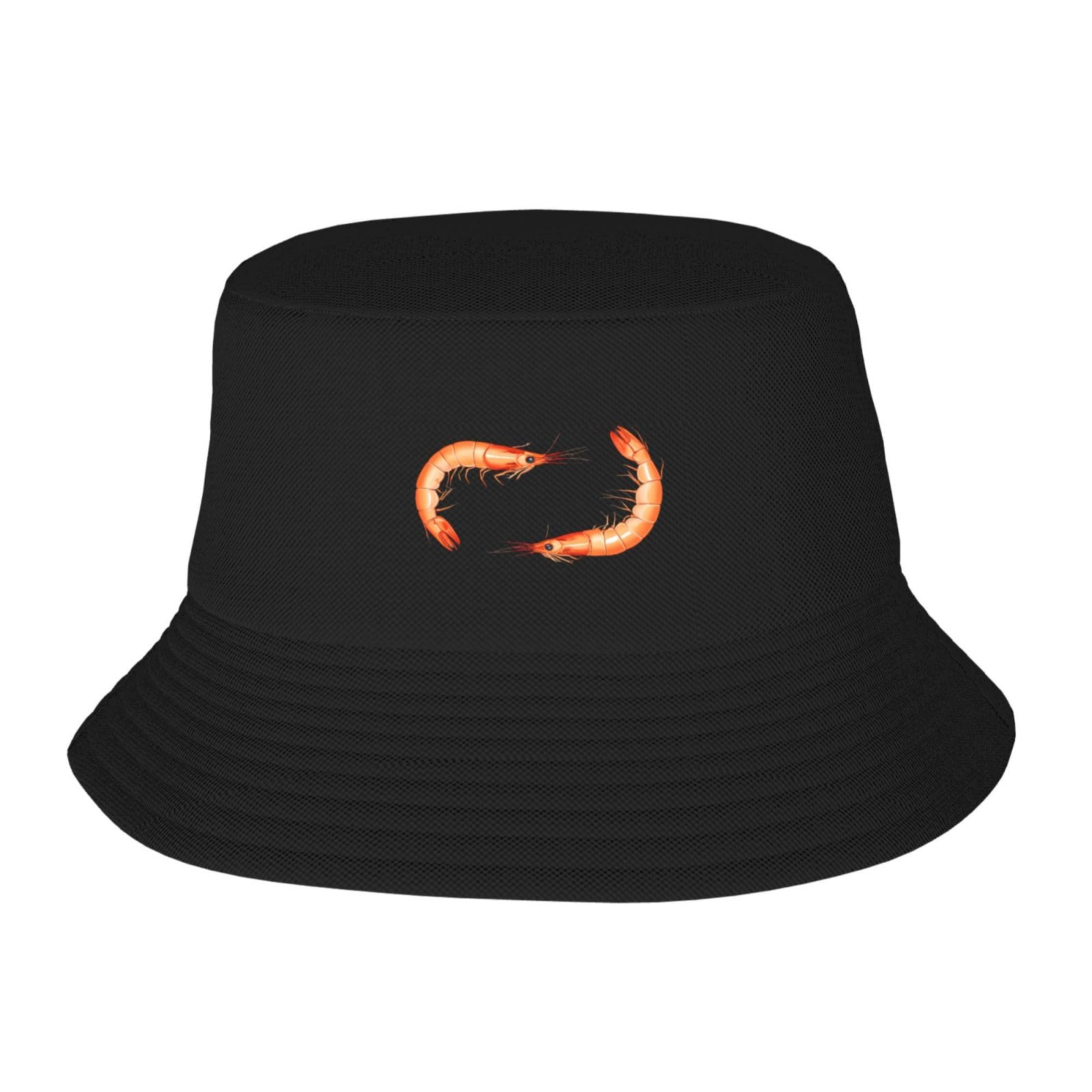 WHJDPP Fresh Prawns Picture Adult Fisherman's Hat for Men and Women Foldable Headwear for Outdoor Activities Black