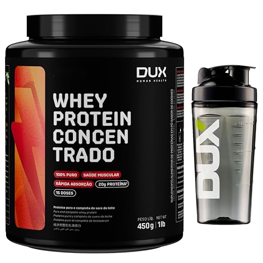 Whey Protein Concentrado Dux - 450g - Sabor Cookies + Coqueteleira Oficial