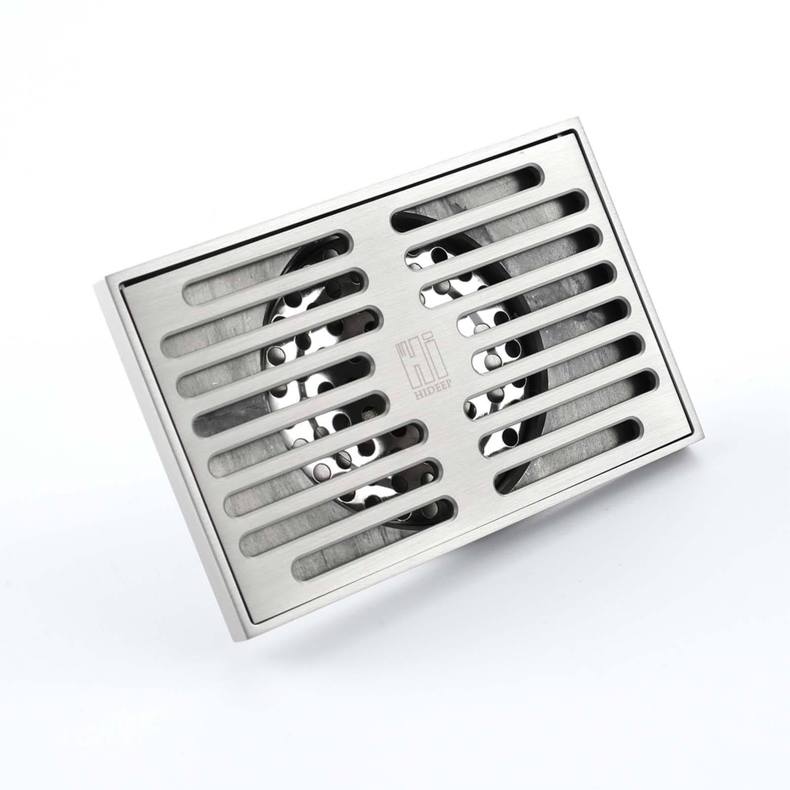 Bonde Douche Nord Américain Siphon Douche Laiton Bonde de Douche Rectangle Bonde Douche Extra Plate 140 * 90mm Siphon de Sol Anti-Odeur Convient pour Cuisine, Salle de Bain