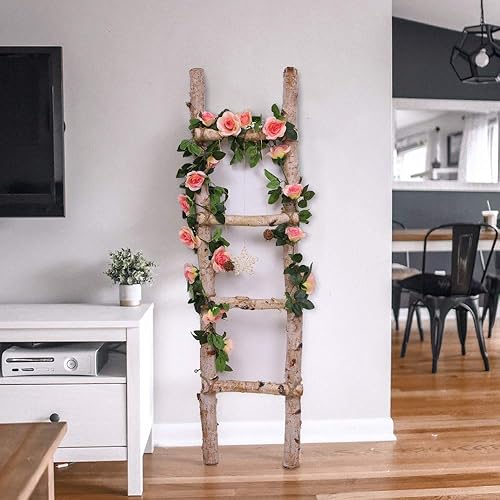 Miniatura 3 de Guirnalda de vid de rosas falsas de 16 pies, plantas artificiales para colgar, hiedra rosa, hogar, hotel, oficina, boda, fiesta, decoración de