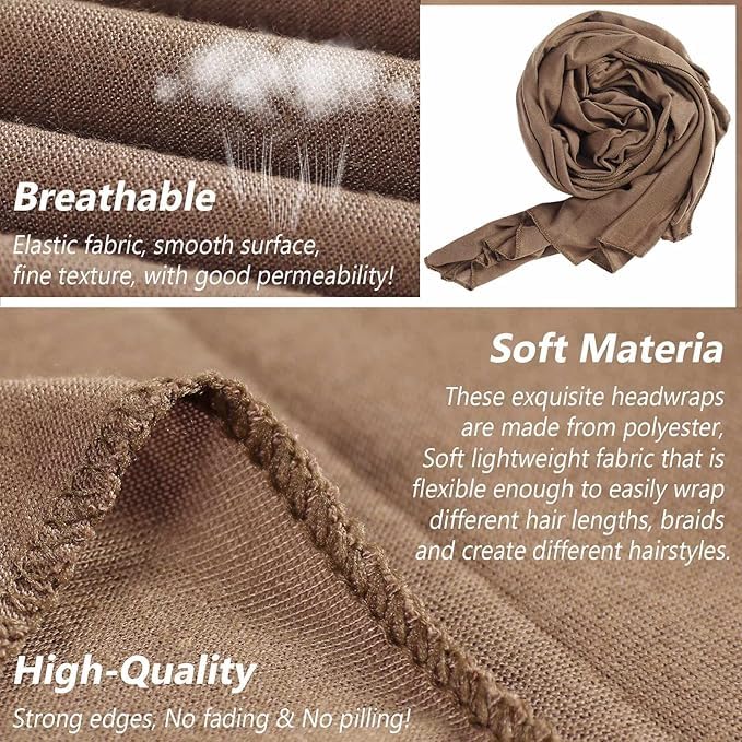 PWEOUKE Head Wraps for Black Women African Head Wrap Lightweight for Women Long Plain Turban Hair Scarf Scarves2