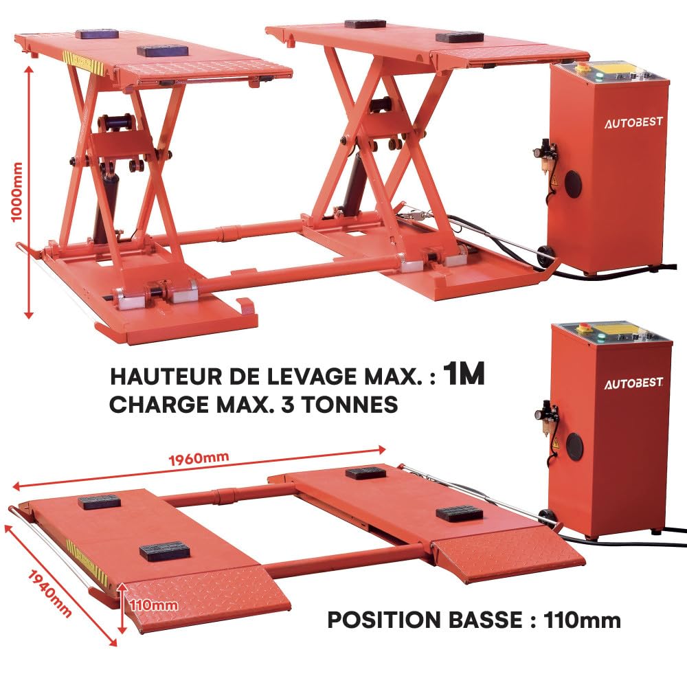 Autobest - Pont ciseau 3 tonnes électro hydraulique - livré prêt pour Utilisation