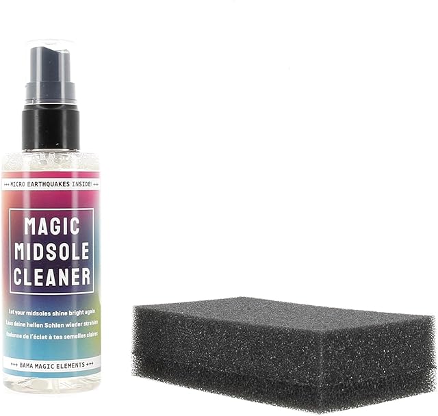 Bama Magic Cleaner zestaw do czyszczenia butów, spray do czyszczenia podeszw, biodegradowalny środek do czyszczenia sneakersów, 100 ml + gąbka