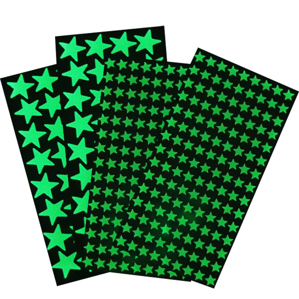 BEAMARKER Glow in the Dark Star Stickers 352pcs 2 Sizes Luminous 3D Adhesive Stars DIY Starry Night Ceiling and Wall Decor for Bedroom Living Room Party Holiday Night Sky Decoration