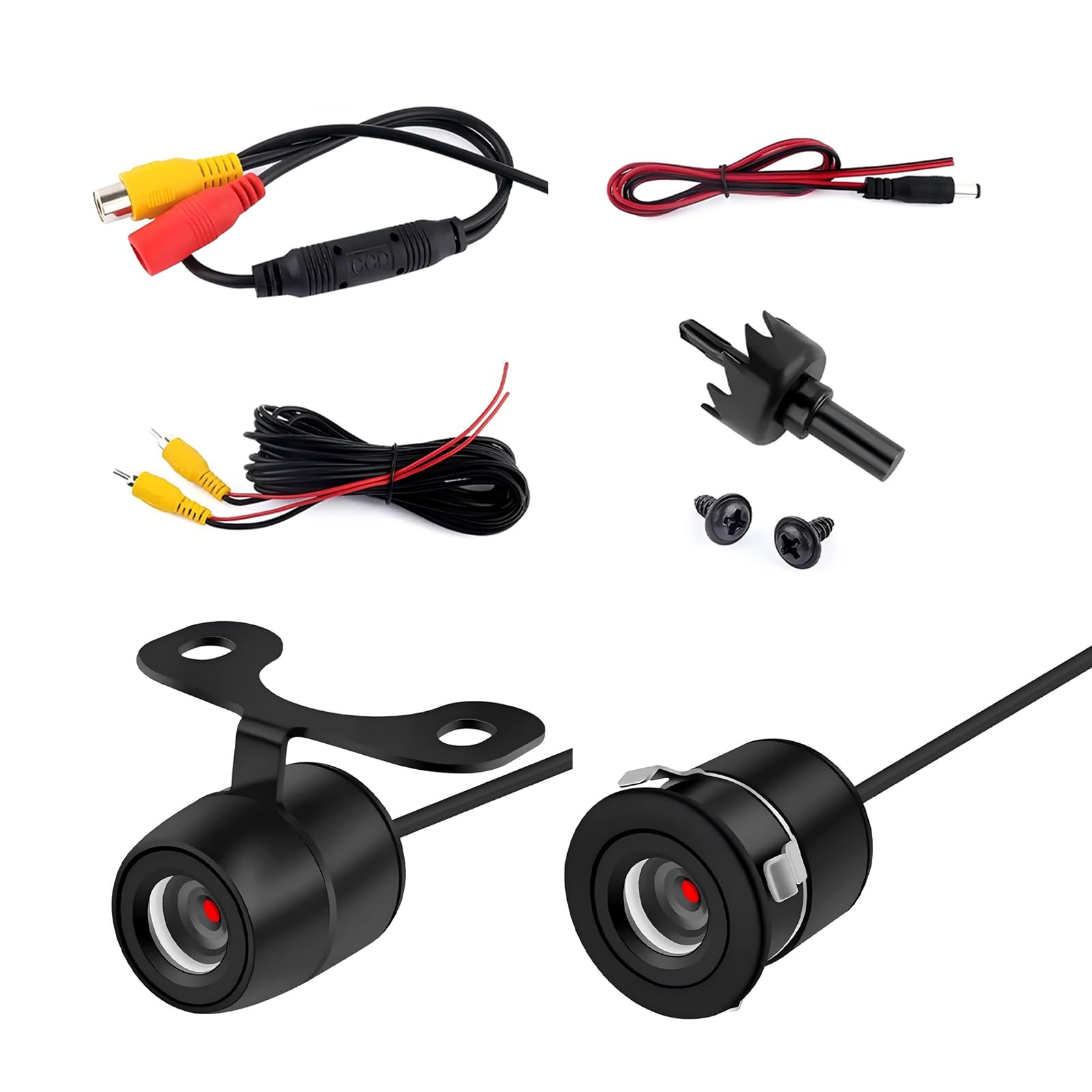 Car Reversing Camera, 170 Degrees HD Wide-Angle Rear View Camera with Bracket Wire Harness, IP68 Waterproof Night Vision Reverse Assist Tool, Universal for Most Vehicles (Black)