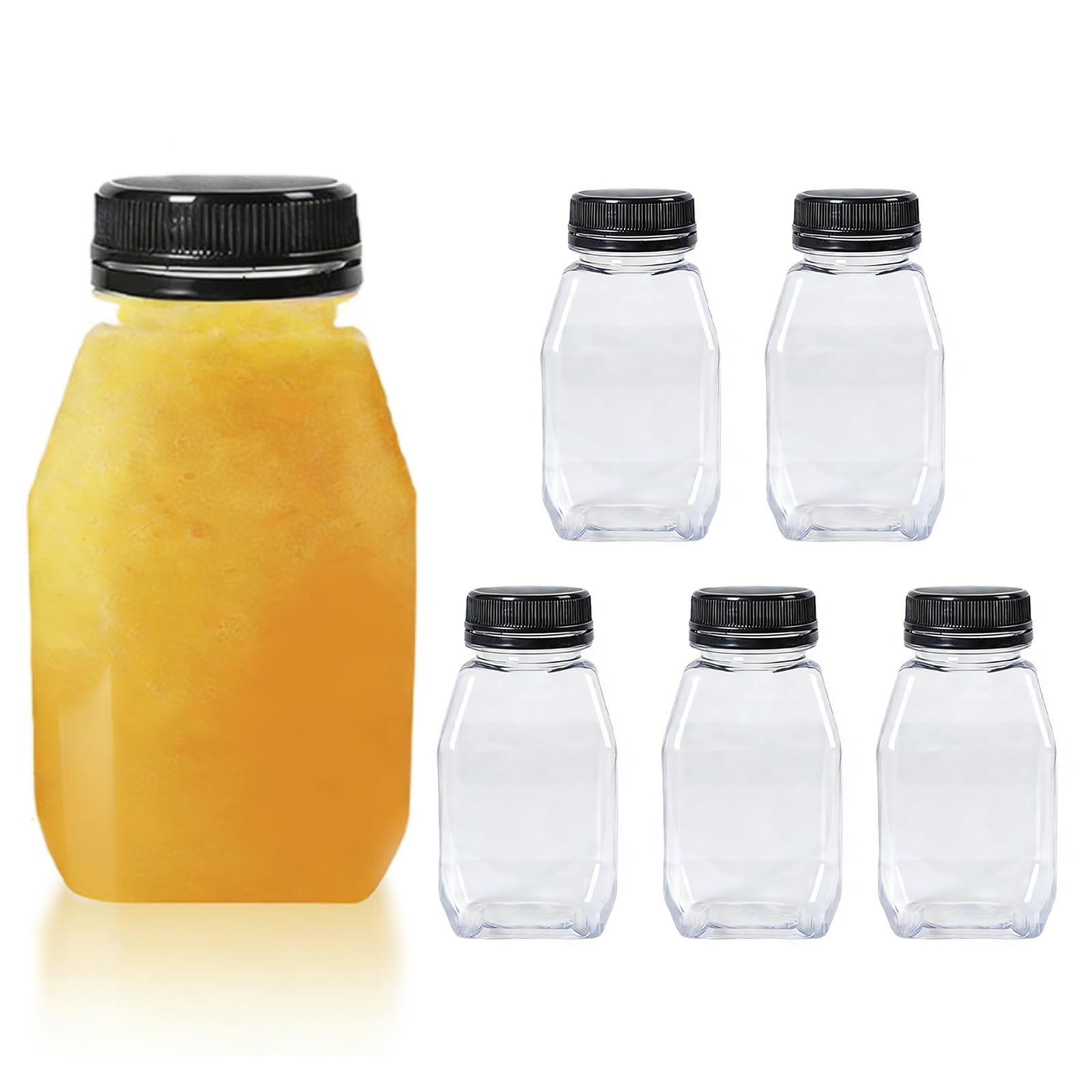 Zhuomengyun Transparent Reusable Juice Bottles With Lids, 6 Pcs 9.85Oz/280Ml Mini Fridge Bottles Leak-Proof Portable Empty Plastic Bottle For Milk Juices And Beverages On The Go
