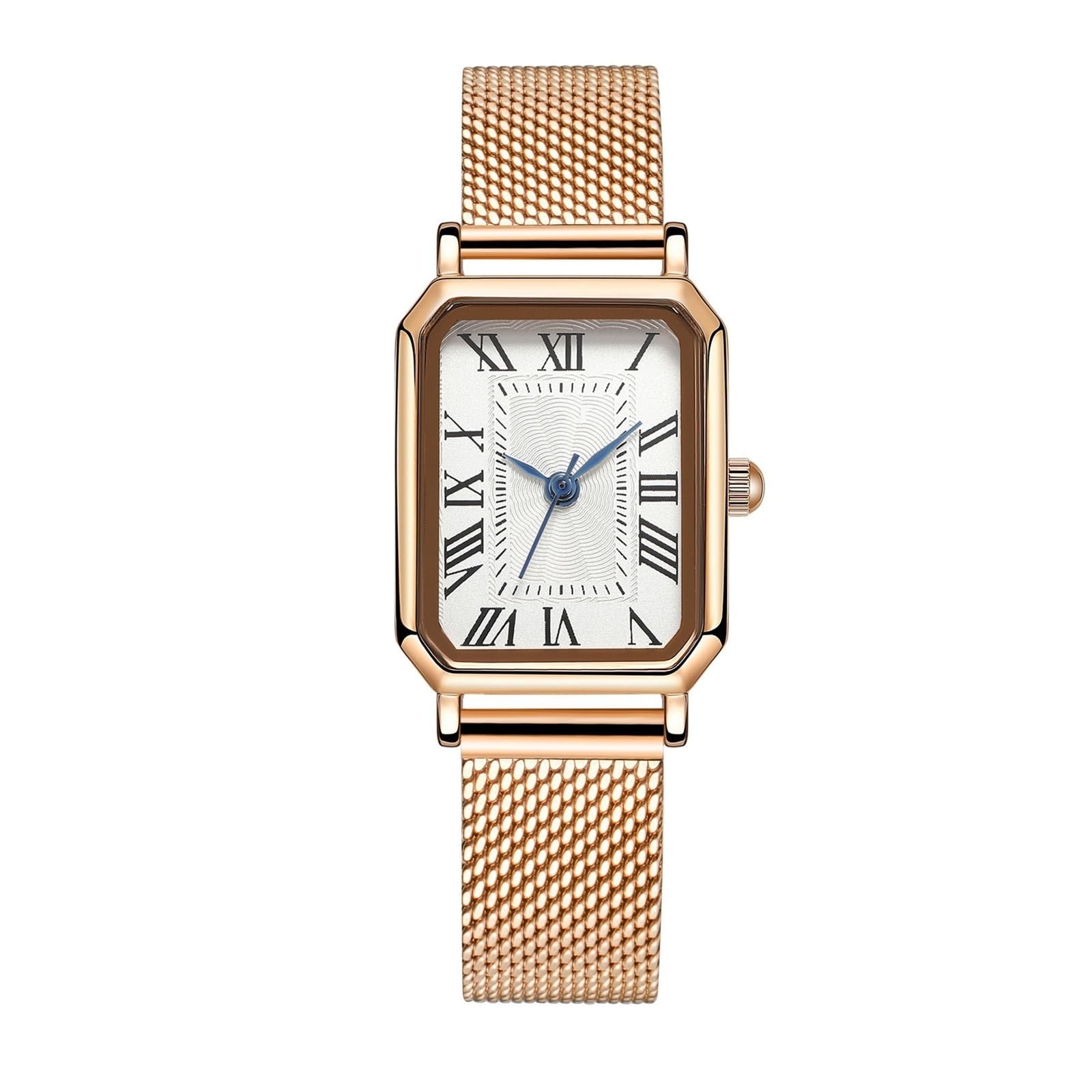 Orologio da donna al quarzo con quadrante quadrato classico e cinturino in maglia intrecciata con numeri romani. Un regalo di lusso leggero, adatto alle donne. Orologio da polso
