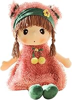 ikasus 17.7" Plush Baby Doll Girl with Clothes - Soft Cuddle Rag Doll, Hat & Skirt, Cozy Stuffed Toy for Kids Xmas Birthday Gift