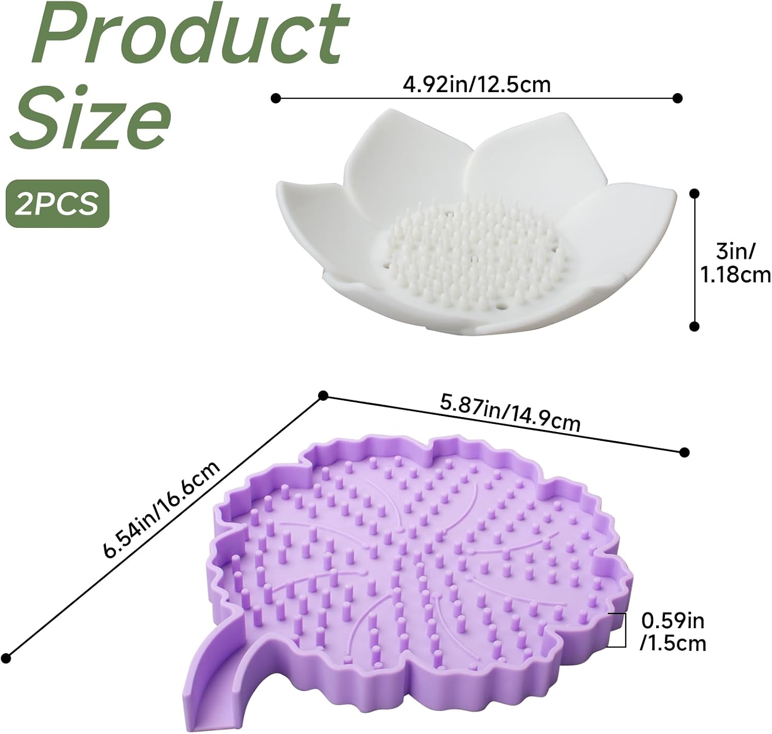 2 Pack Silicone Soap Dish with Drain, Bar Soap Holder for Shower,Bathroom and Kitchen Sink Organizer,Self Draining Waterfall Soap Tray (Off-White+White)