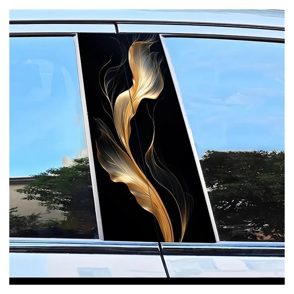 Dabhuoc One Color Car Parts 2Pcs Car Center Column Decal Golden Leaf Scratch Protection