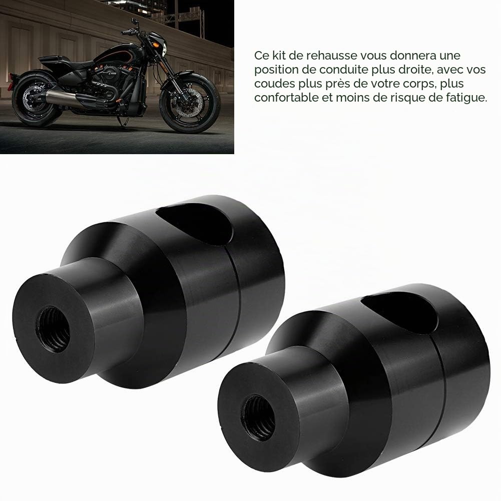 Pair Lift Handlebar Riser - Pair Lift Handlebar Riser 22mm Alloy Aluminium for Motorcycle Modification(Noir)
