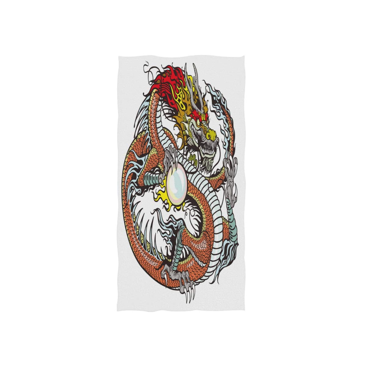 HUYGD Chinese Dragon Holding Pearl Soft Bath Hotel Spa Hand Gym Sport Towel 76 x 38 cm(30 x 15 Inches)