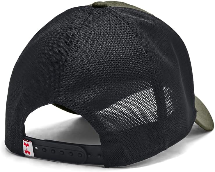 Under Armour Men's Project Rock Red One Trucker Hat, Marine OD Green/Black/Red, One Size Fits Most - Image 2