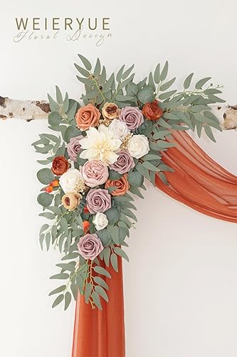 Miniatura 3 de Kit de flores artificiales para arco de boda (paquete de 3), 2 piezas de decoración de arco de flores artificiales, 1 cortina transparente para