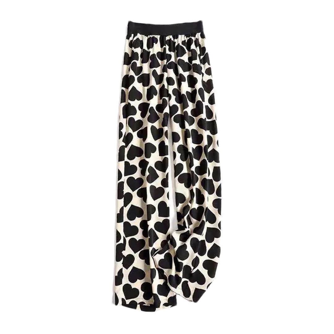 Hdhdeueh Women Printed Leg Pants High Waist Loose Straight Casual Pants