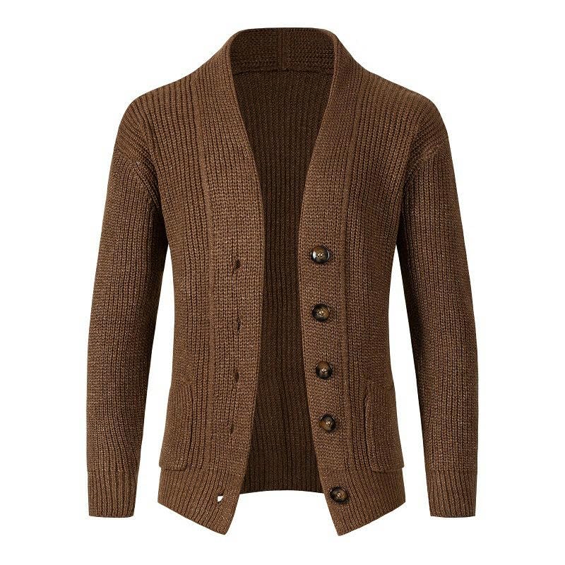 Cárdigan de manga larga para hombre chaqueta de punto grueso premium y corte moderno 2