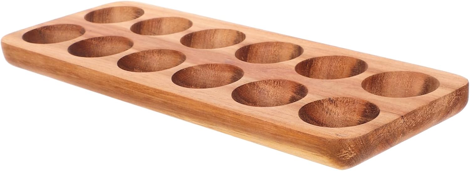 Cabilock Wooden Egg Tray for Kitchen and Refrigerator Storage Holds Fresh Eggs Made from Acacia Wood for Organized Display