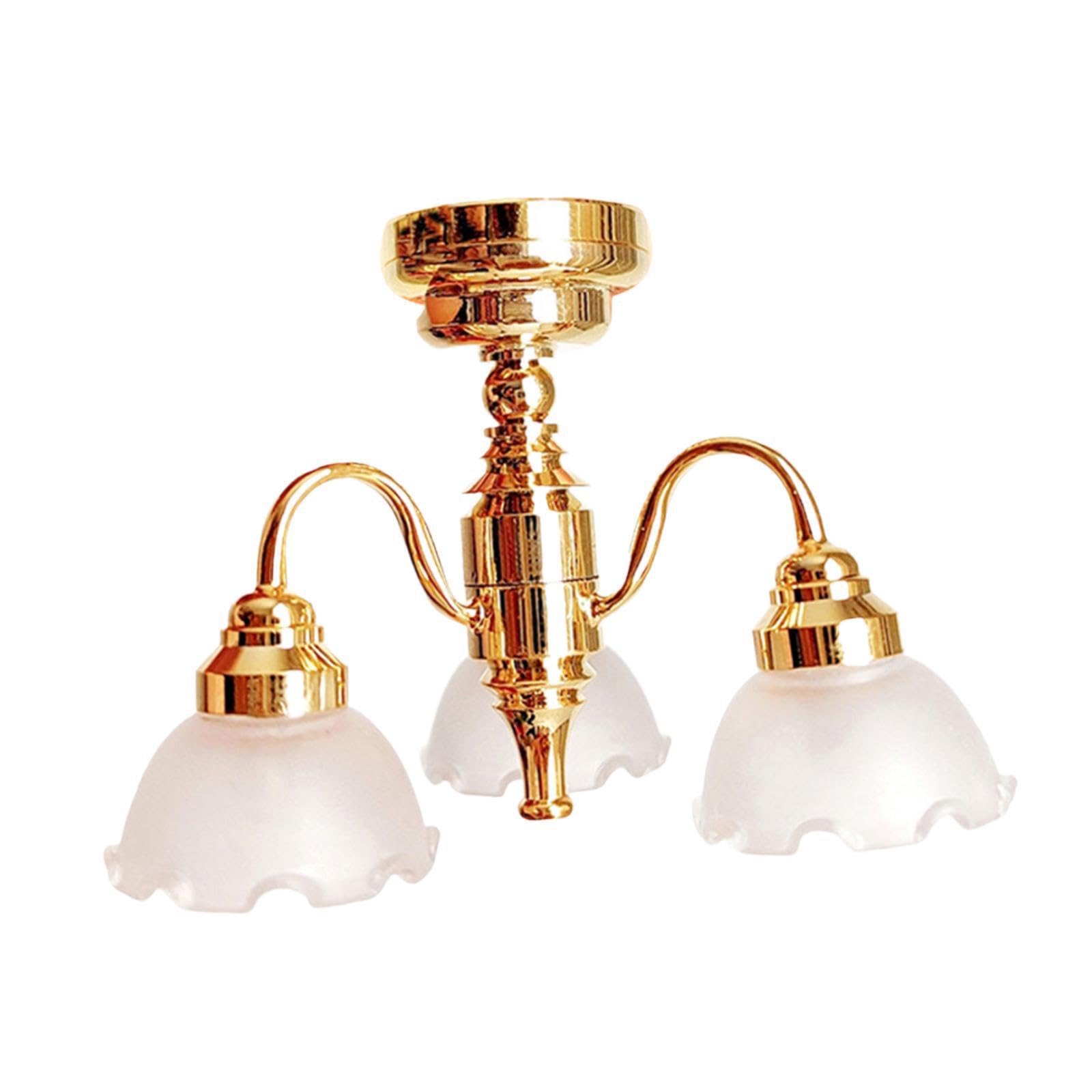 Lampadario per casa delle bambole, fatto a mano, materiale per scenografie, camera da letto, soggiorno, sala da pranzo, materiale per oggetti di scena fotografici. Il , Stile A