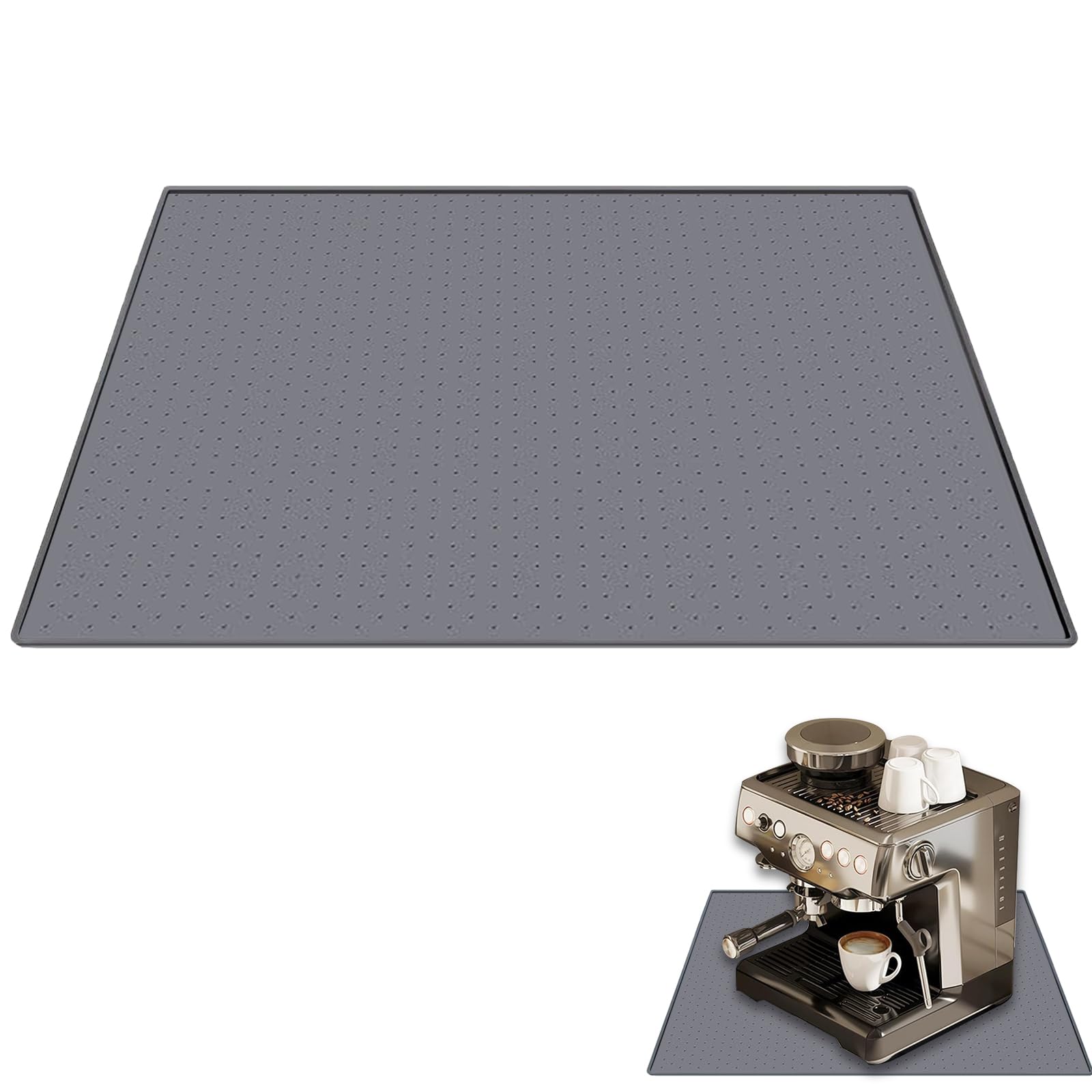 Tapis De Machine à Café En Silicone 48x30 Cm - Tapis Antidérapant Sous Cafetière Gris Pour Protéger Le Plan De Travail