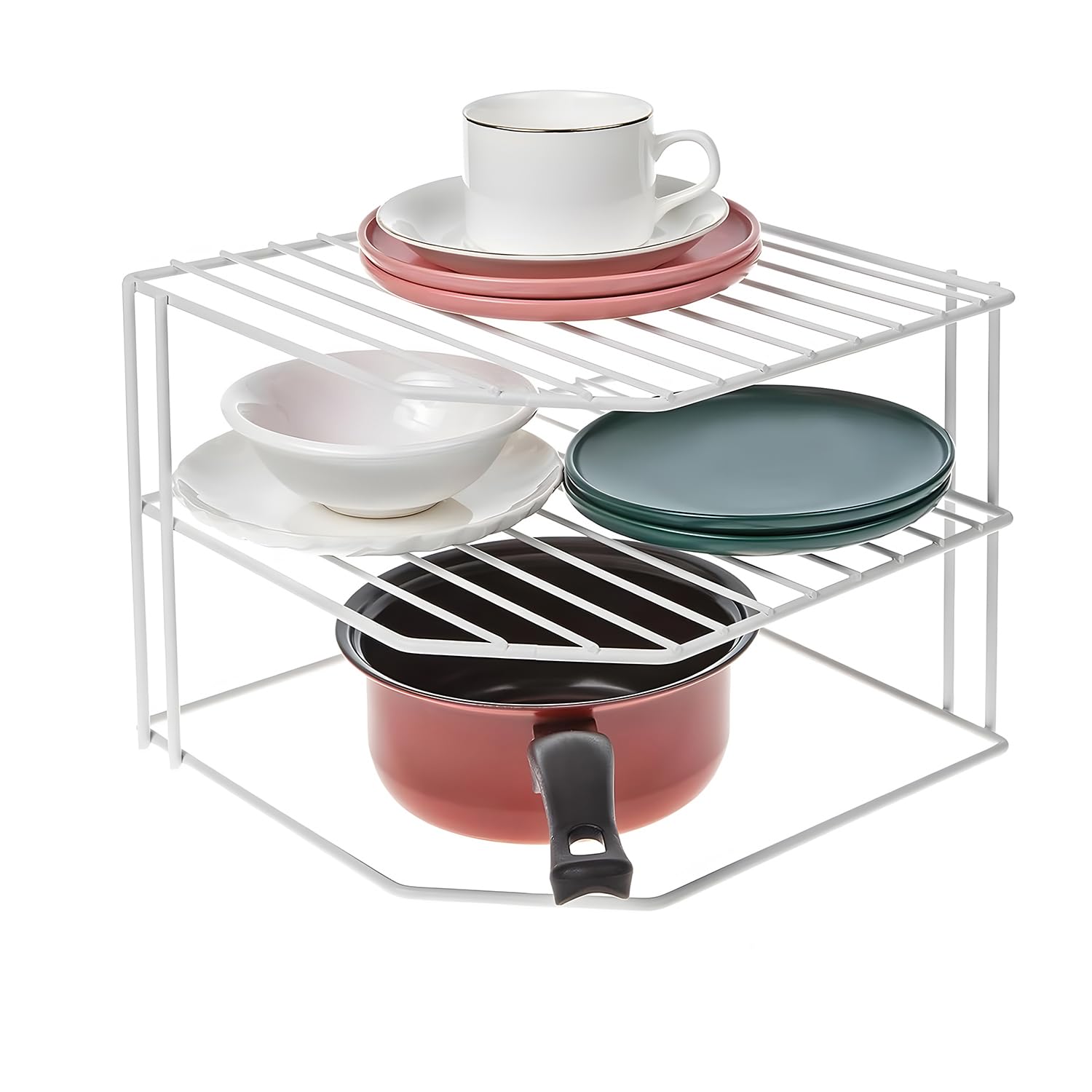 Joyzzz kitchen Corner Shelf Storage Stand, 3-Tier Kitchen Organizers, Rust Resistant Kitchen Corner Shelf, Bathroom Countertop Organizer Kitchen Counter for Pantry Kitchen Organization (White)