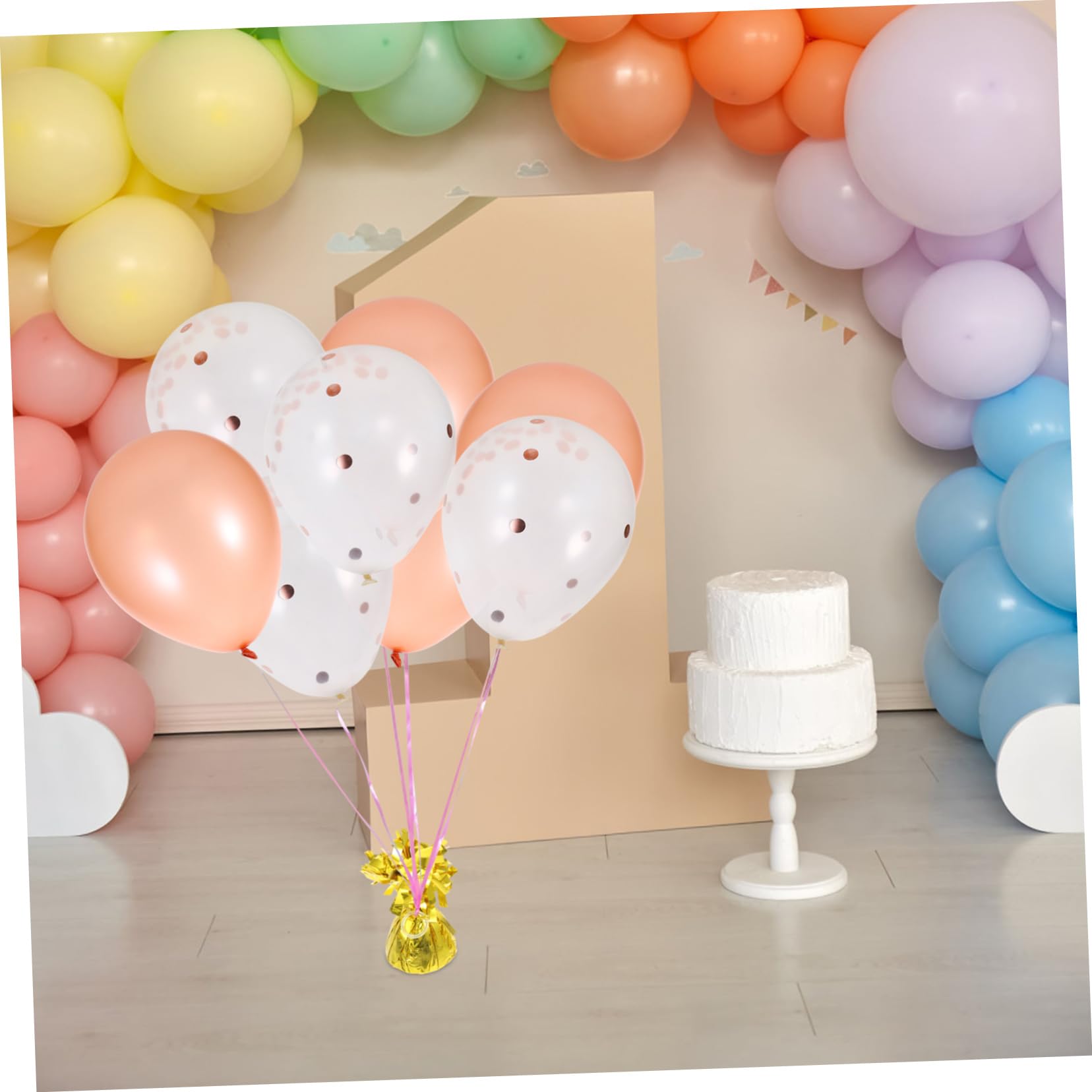 Blocchi Peso per Palloncini Oro 5 Pezzi in Alluminio | Palloncini a Elio e Lattice, Base da Tavolo per Feste e Cene, Accessorio Decorativo