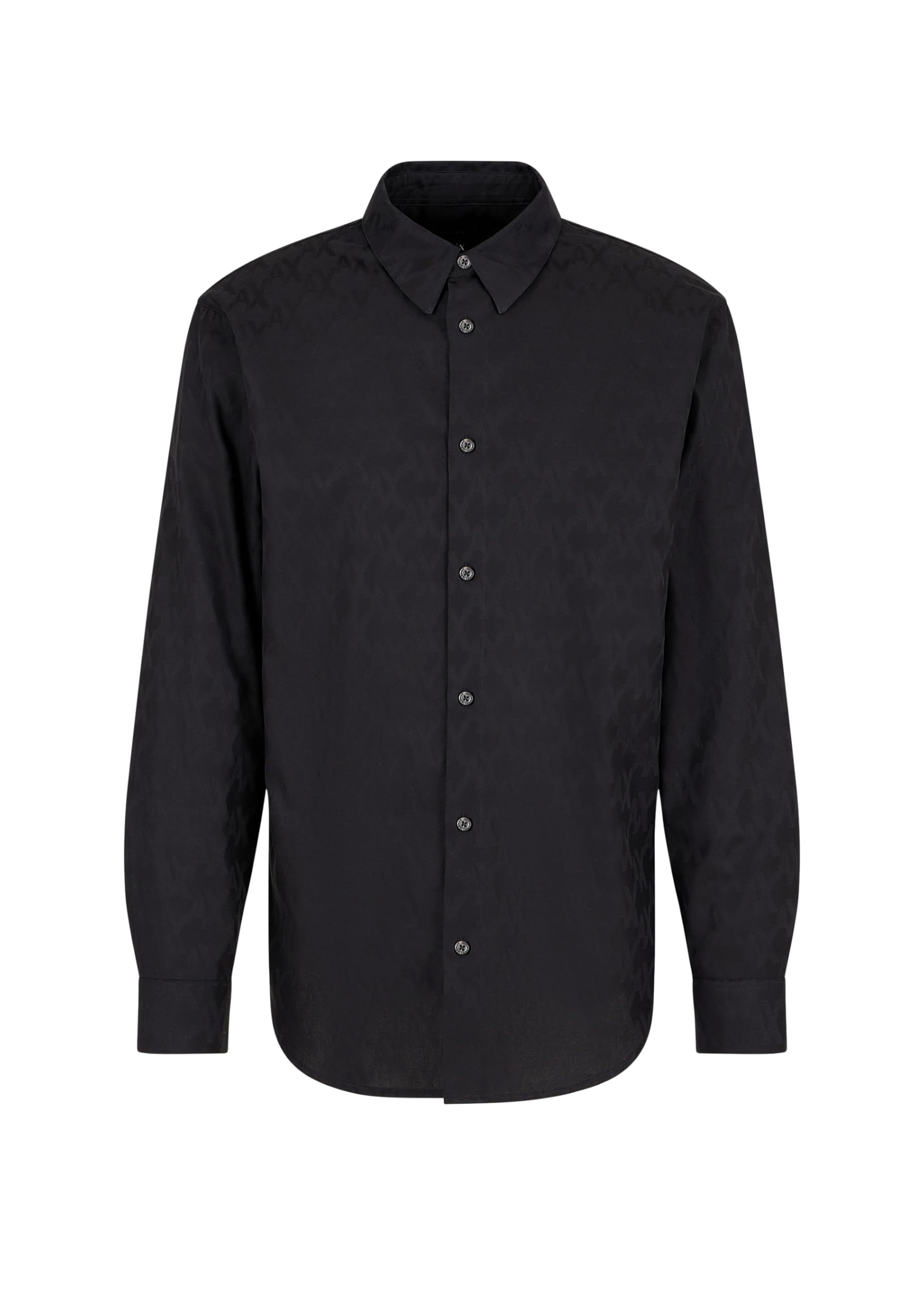 Armani Exchange Men's Black The Grid, All Over Tonal Logo Shirt, Xs