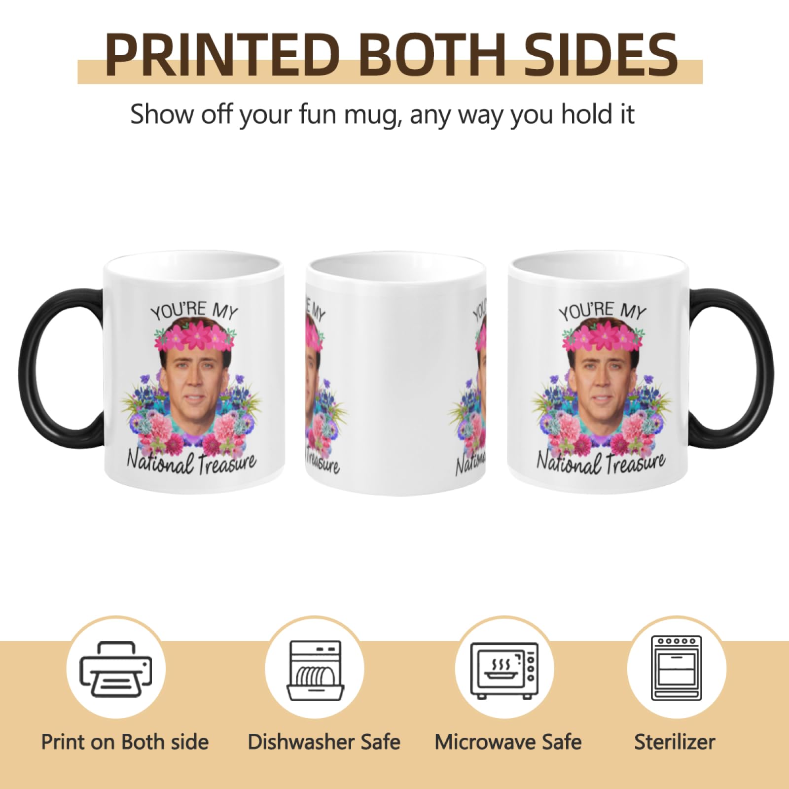 WECE You're My National Treasure Morphing Coffee Mug Heat Reveal Color Change Mug Gift Idea 11 Ounces