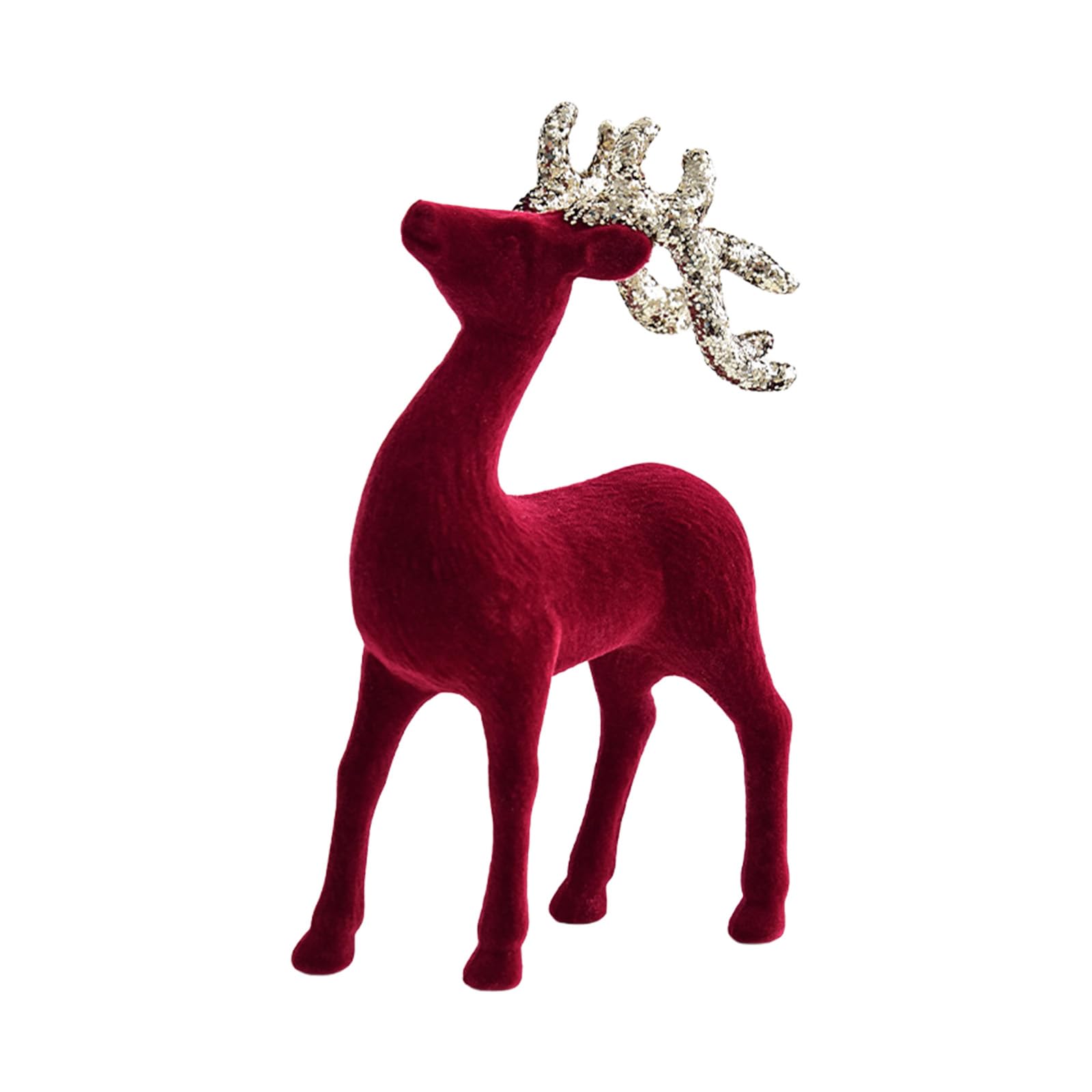 NEWFT Christmas Tabletop Ornament Reindeer Figurines with Glittered Antlered and Feet Deer Animal Model Home Decorations Gift Christmas Decorations
