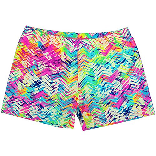 Neon Chevron Shorts Spandex Shorts (2.5 In. Adult M 8-10, Neon Chevron)
