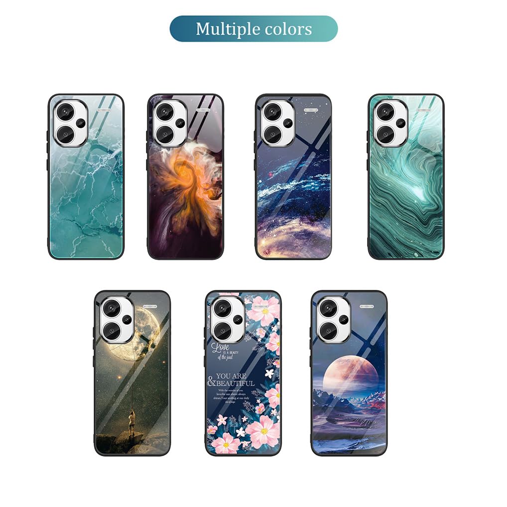 SEAHAI Cover Per Xiaomi Redmi Note 12 Pro 5G – Custodia Ultrasottile In Silicone TPU Con Retro In Vetro Temperato – Fantasia Stellare