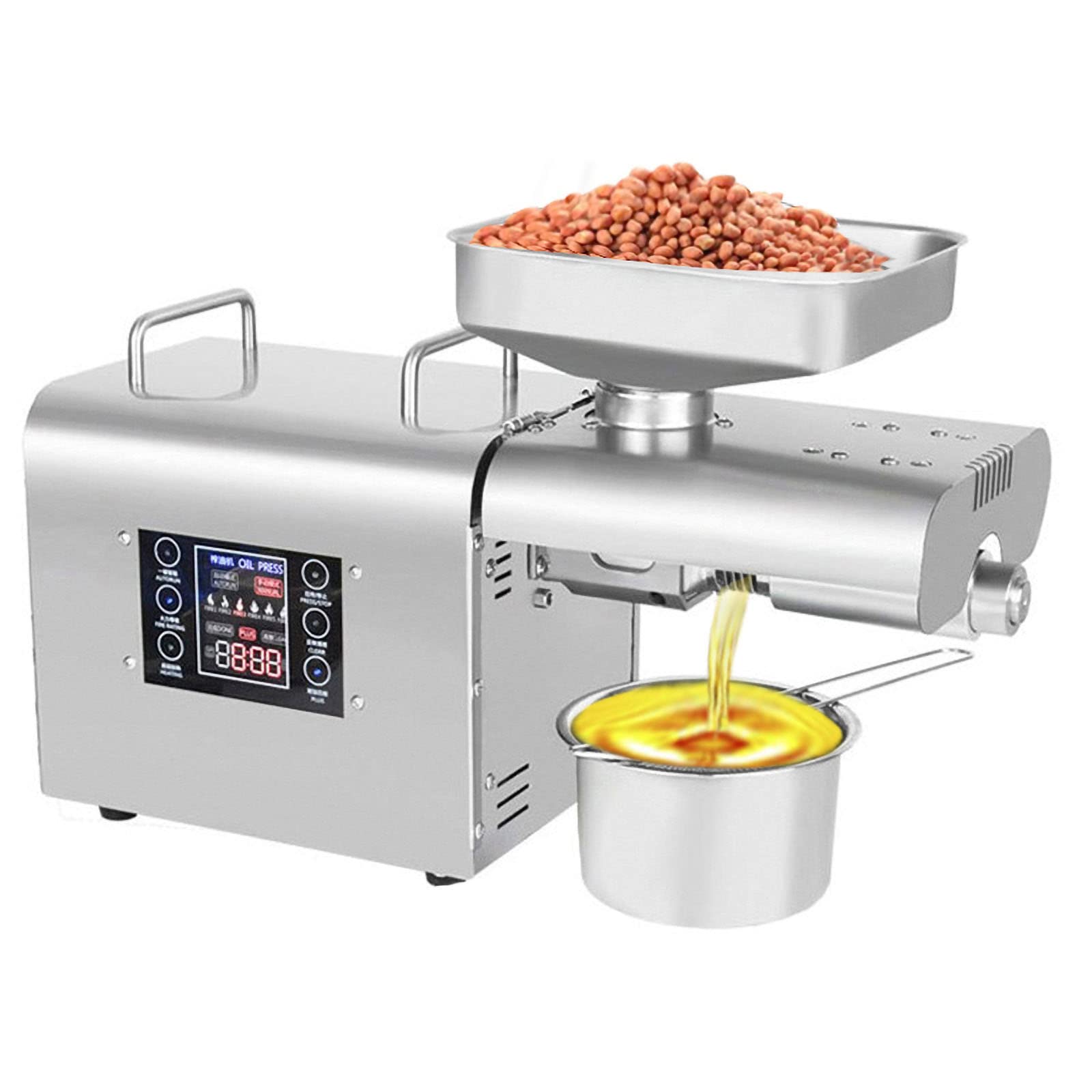 AYCDL LCD Oil Press Machine, Flaxseed Oil Extractor, Intelligent Temperature Control LCD Touch Screen, Commercial Grade Stainless Steel Oil Press Machine