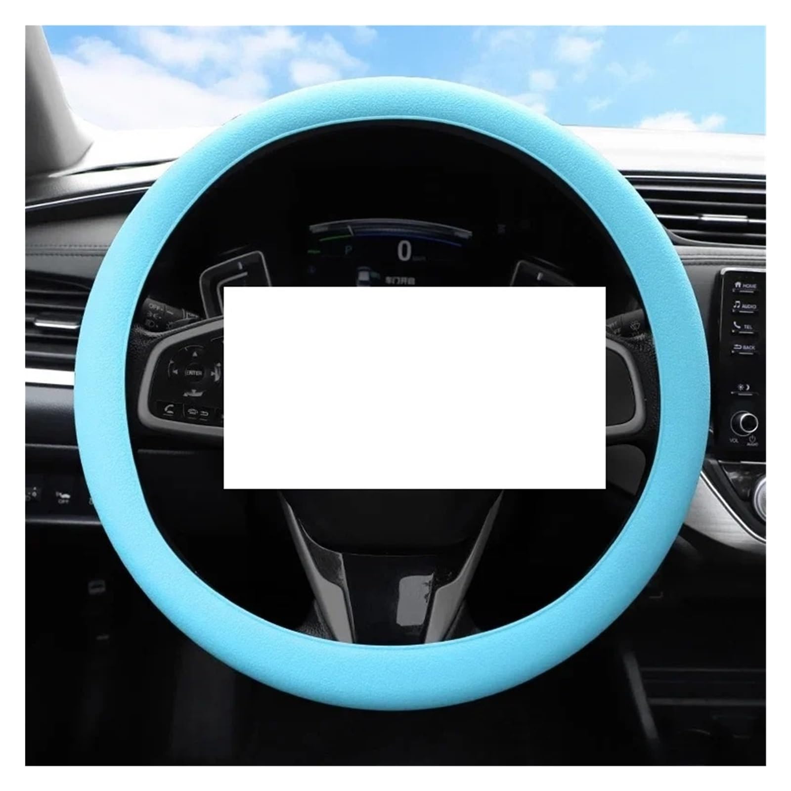 Funda Volante Decoración De Coche Accesorios DIY Cubierta De Silicona para Volante De Coche Cubierta De Guante Elástica Universal De Verano Textura Suave Protector De Volante(Sky Blue)