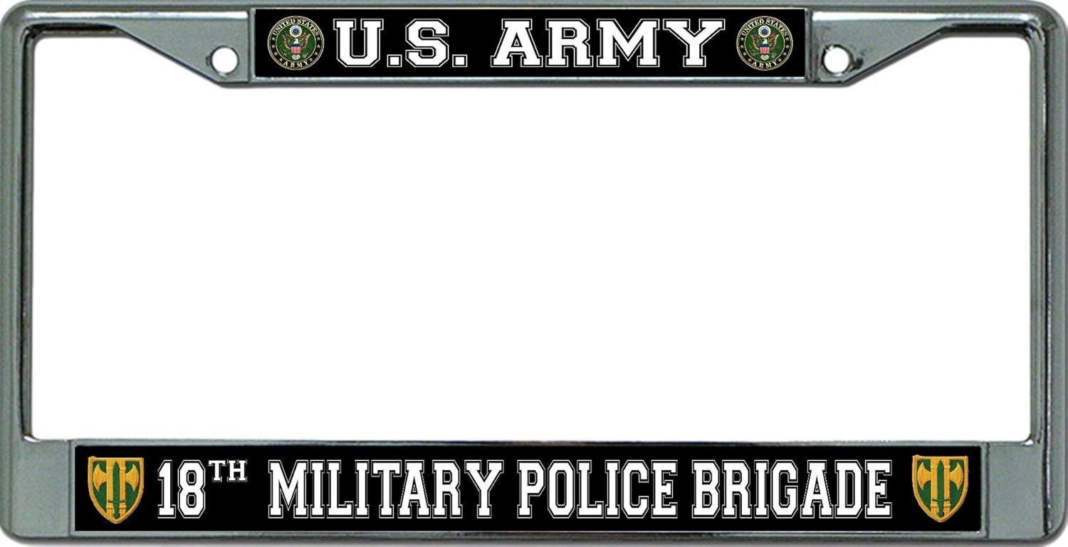 U.S. Army 18th Military Police Brigade Chrome License Plate Frame