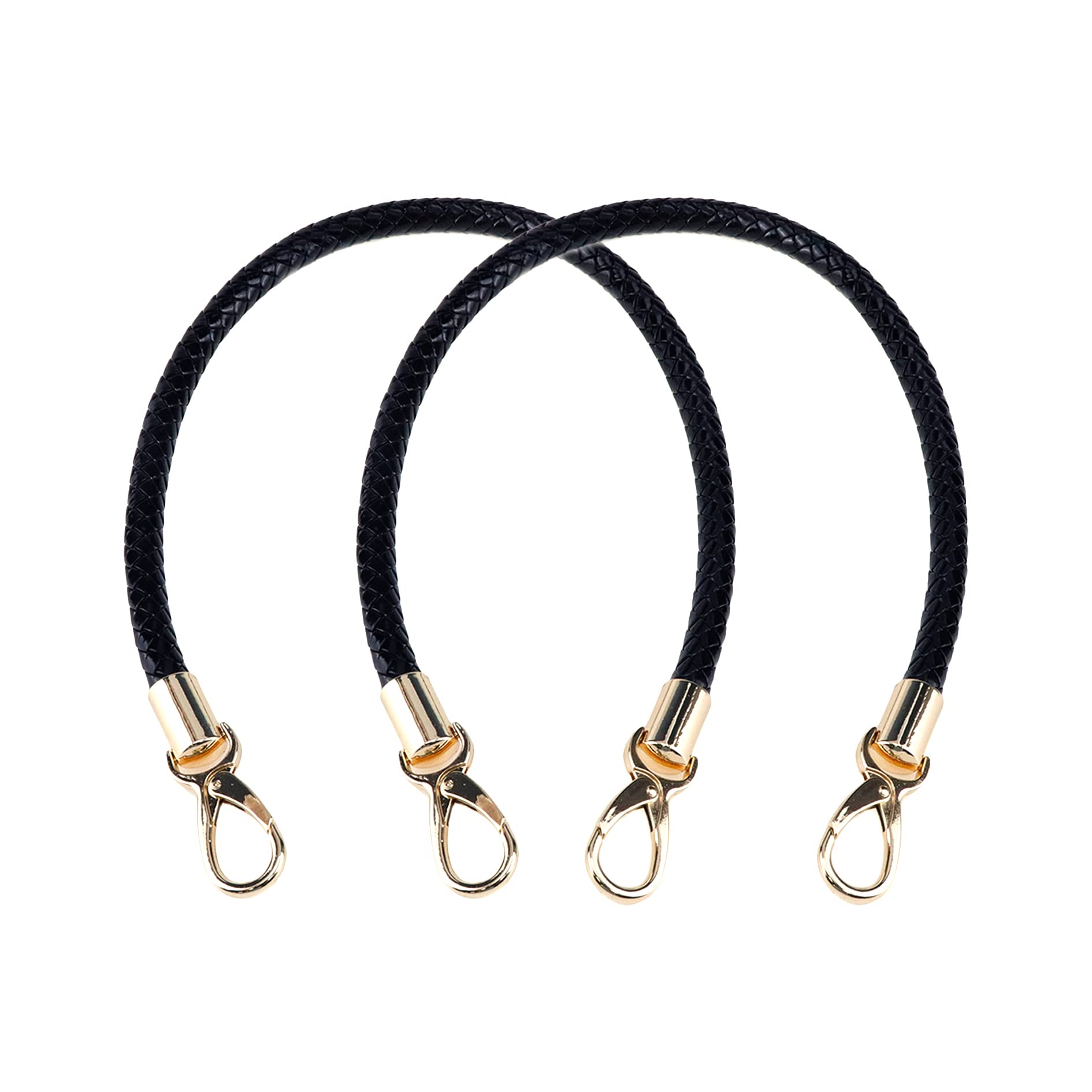 MY MIRONEY 2PCS Handbag Shoulder Strap Replacement PU Leather Purse Straps Leather Braided Handbag Handles with Gold Buckle, 23.62" Long, Black