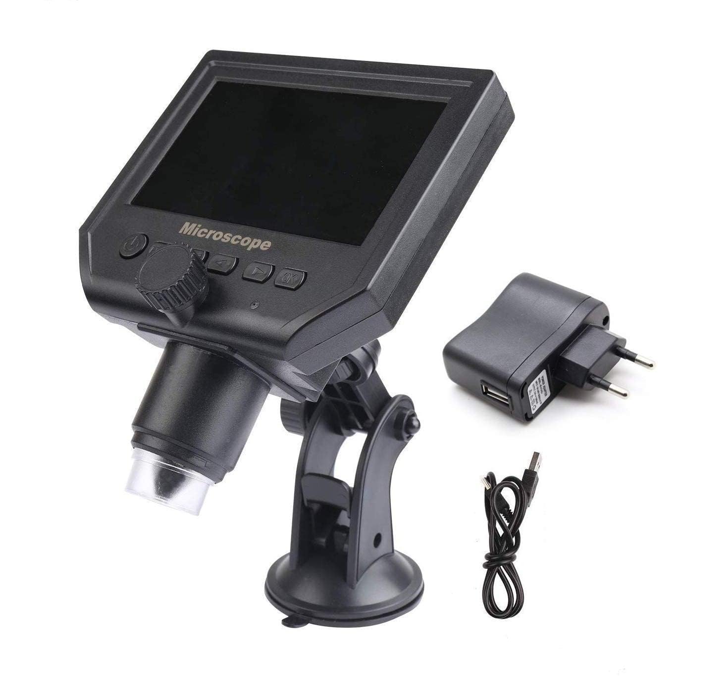 Portable Smart LCD Digital Microscope 4.3 Inch LCD HD 1-600x 3.6mp High Expansion 1080p/720p/VGA Image Sensor with Adjustable Stand for QC/Industrial/Collection Inspection