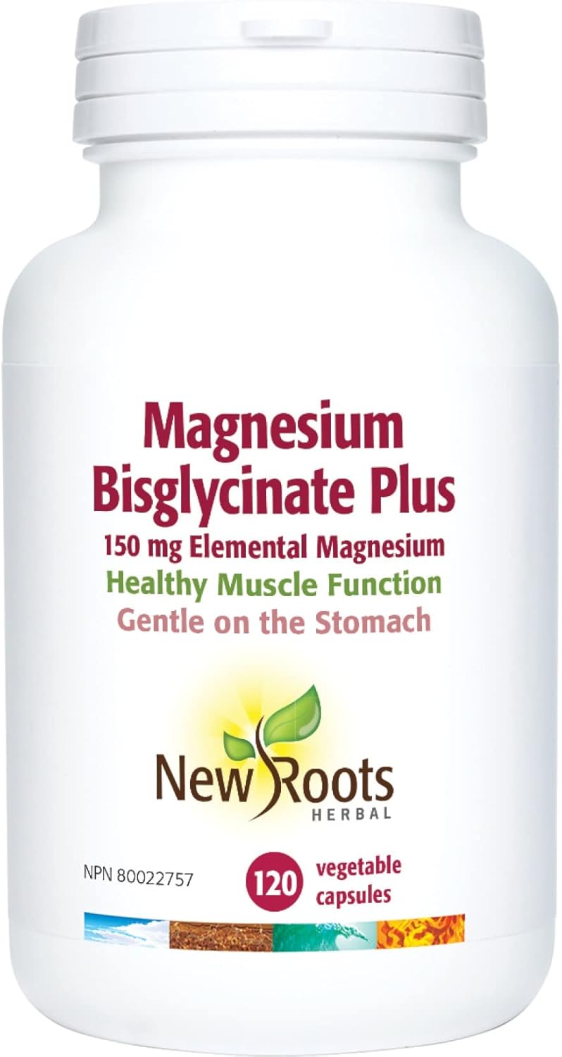 New Roots Herbal Bisglycinate de magnésium Plus, 120 gélules 150 mg