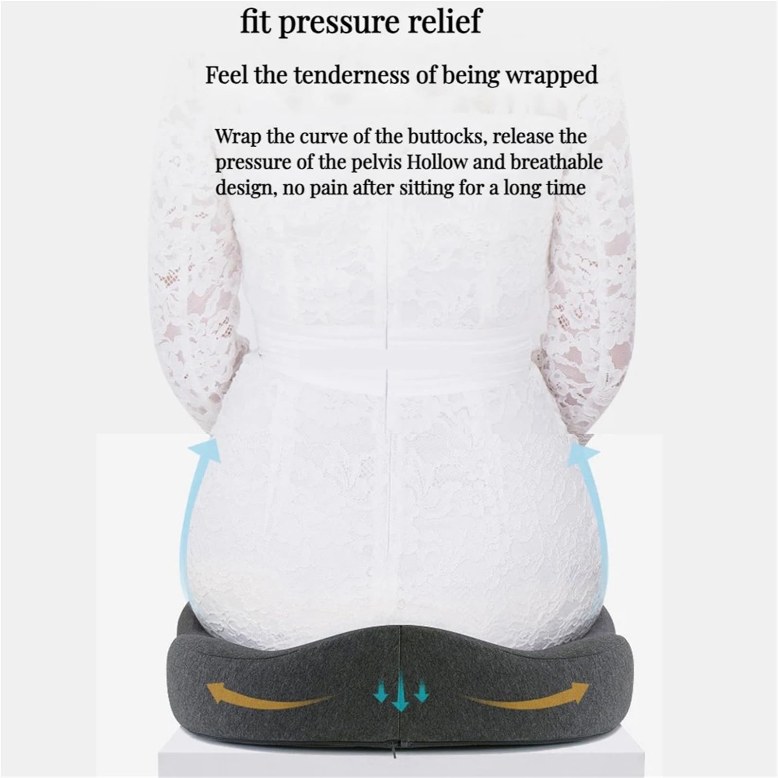 Cuscino ortopedico per sedia da ufficio in memory foam, cuscino di supporto per sedile auto, cuscino massaggiante, ortopedico, per alleviare il dolore al coccige (nero, base (vita del sedile)