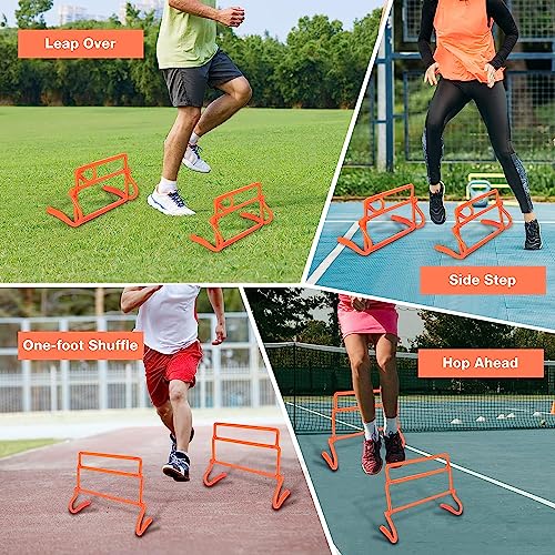 REDCAMP 6-pack agility hurdles, 4 height adjustable speed training hurdles, portable speed training equipment with carrying case, orange - Image 4