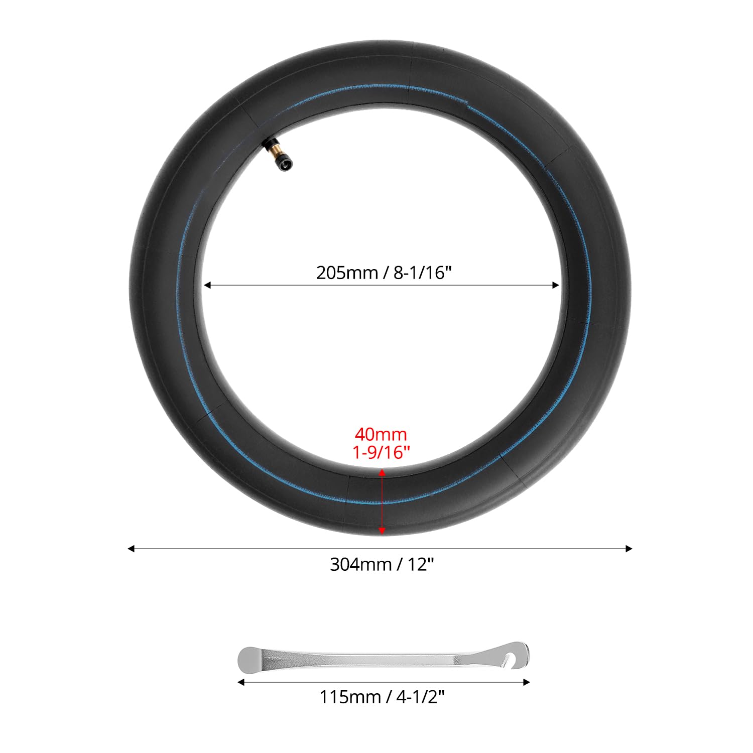 QWORK 2 Piezas 12.5x2.25 Cámaras de Aire para Bicicleta, 12 1/2 x 2 1/4 para Scooters Eléctricos