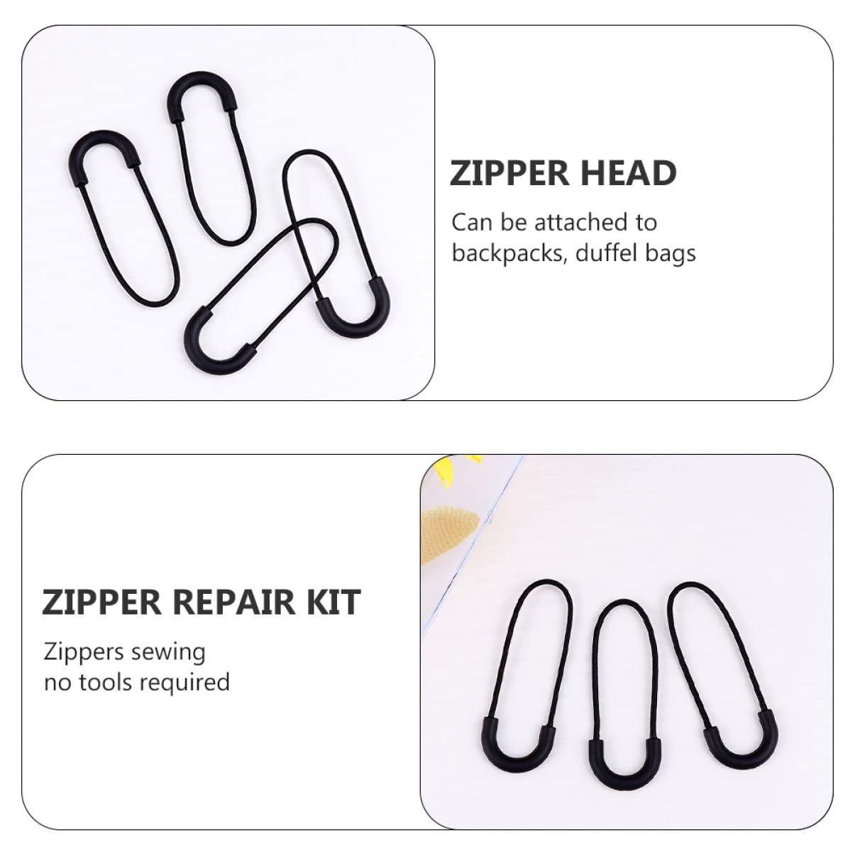 SHERCHPRY 10juegos Clips De Cremallera Semicirculares Para Ropa y Equipaje Accesorios De Reparación De Cremallera Para Mochilas y Maletas Color Negro