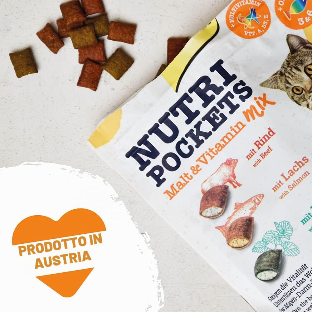 GimCat Nutri Pockets Mix Malto & Vitamina Snack croccante per gatti con ripieno cremoso 150 g