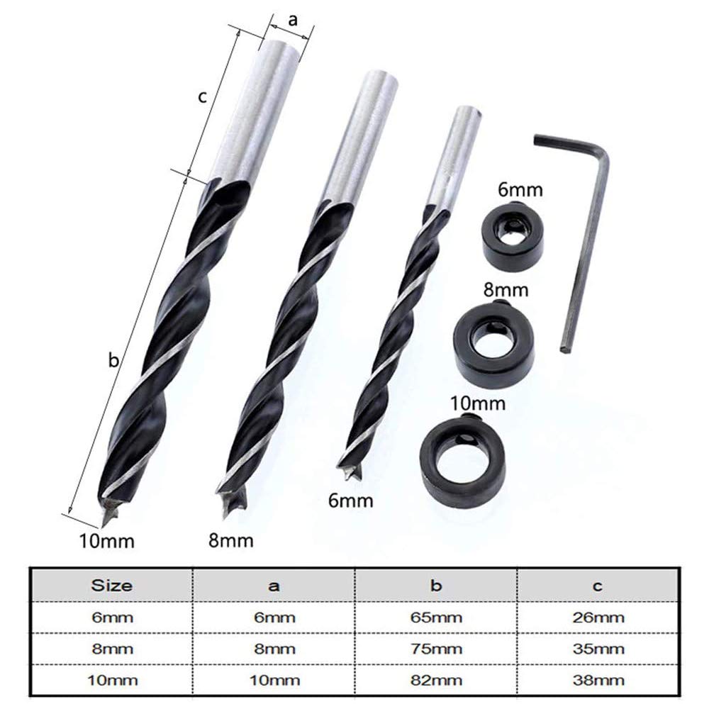 CDIYTOOL Set di tasselli autocentranti, 6/8/10 mm, guida per la perforazione del legno, posizionatore per la lavorazione del legno, strumento di localizzazione per tasselli in legno, strumenti per