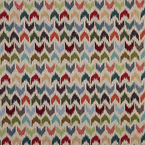 Kt KILOtela - Tela Tapicería, Jacquard Gobelino, Tapizar Sillas, Cojines, Cabecero, Sofá, Bolsos, Resistente al Desgaste, Costura, 100 cm Largo x 280 cm Ancho, Chevron, Multicolor - 1 metro