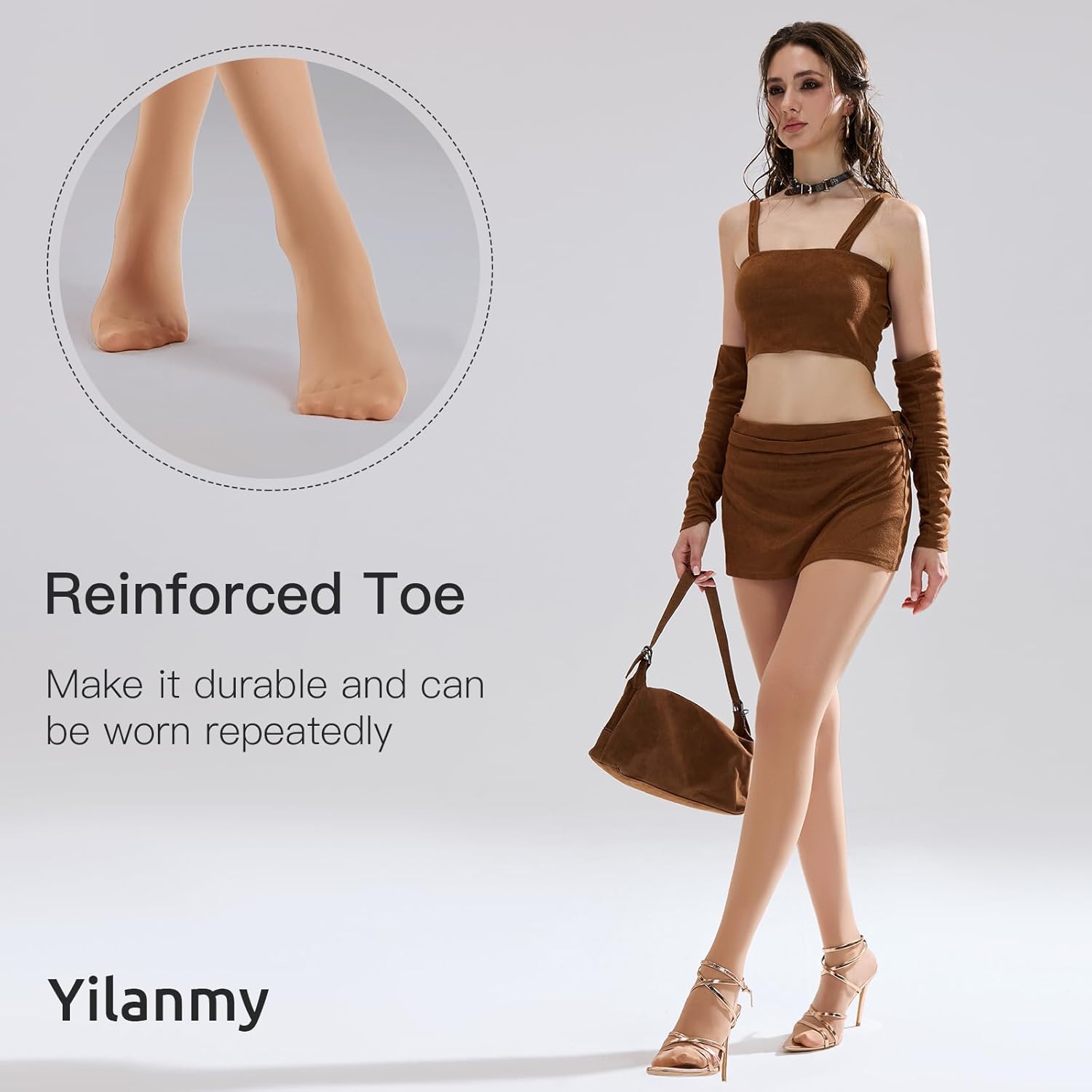 Yilanmy Women's Control Top Pantyhose Sheer Tights 30D High Waist Tummy Control Pantyhose 2 Pairs - Image 5