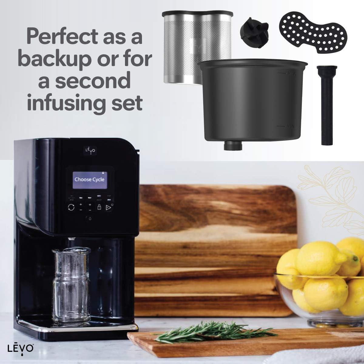 LĒVO II Spare Parts Kit - Includes Power Pod Herb Basket, Silicone Pod Protector, Ceramic Coated Reservoir, Drain Tube, & Silicone Stirrer - Compatible with LĒVO II Only