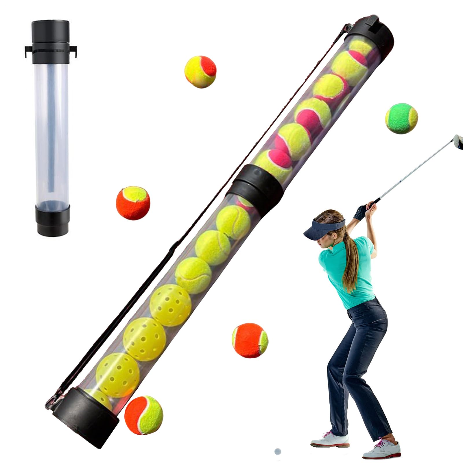 Raccoglitore Palline da Tennis RaccogliPalline | Raccoglitore per Palline da Pickleball ad Alta Capacità con Cinturino a Spalla per Operatori di Campus Team e Driving Range