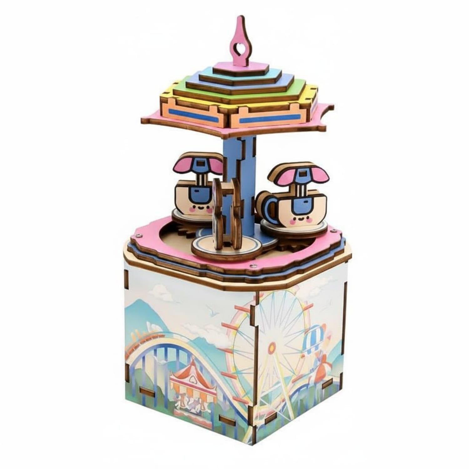 Carousel Melody Box Gift 3D Wooden Melody Box Rotating Wooden Carousel Model Kit, Morning Carousel | 3D Puzzles | Contemporary Puzzles | Puzzles-image-44