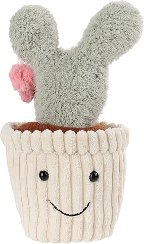 Apricot Lamb Peluche suave de planta de cactus, maceta rosa de peluche, peluche Kawaii para niños, 9.5 pulgadas