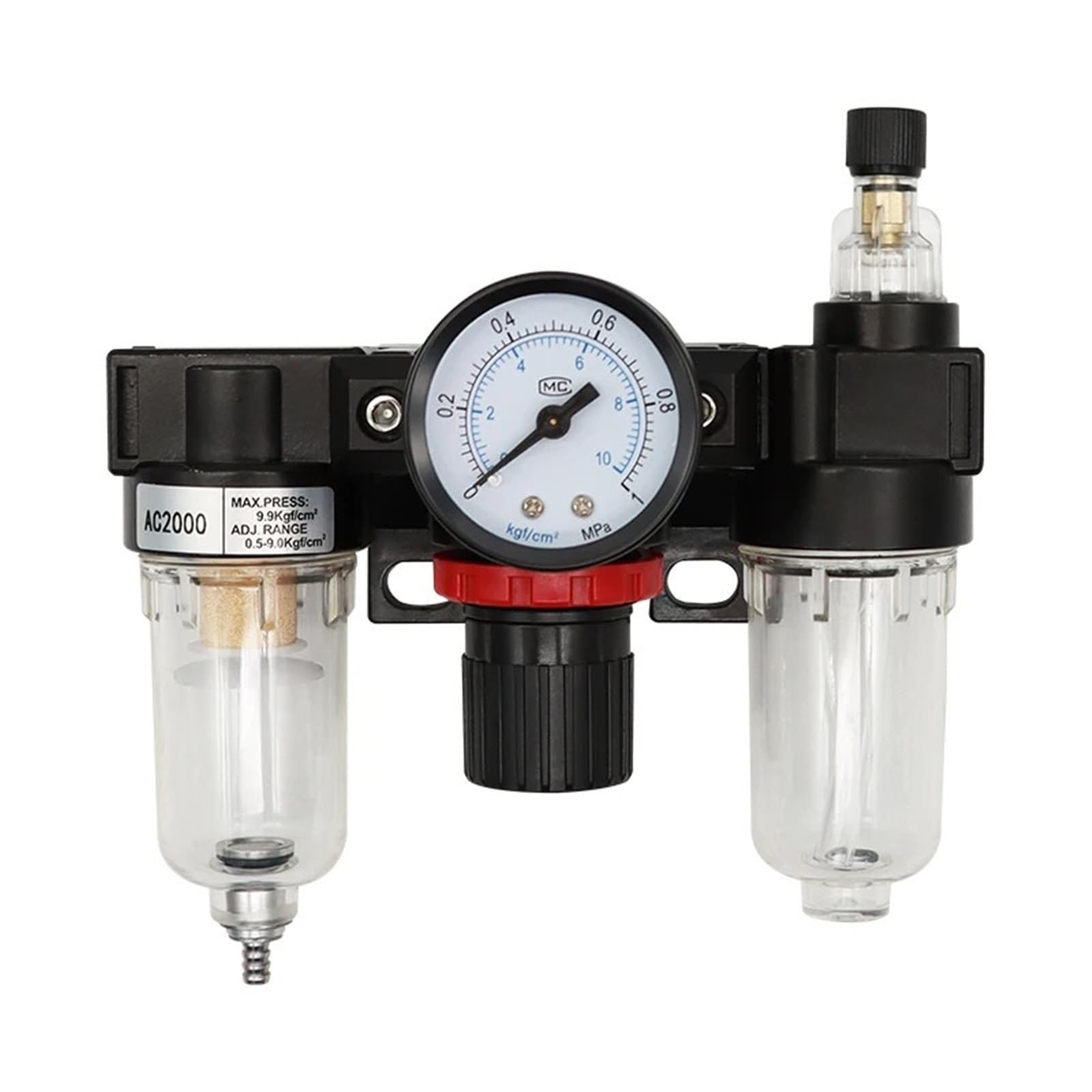 Jwvialel Ac2000 -02 1/4Inch Pressure Regulator Gauge Air Compressor Filter Oil Separator 1Pcs(Ac2000)