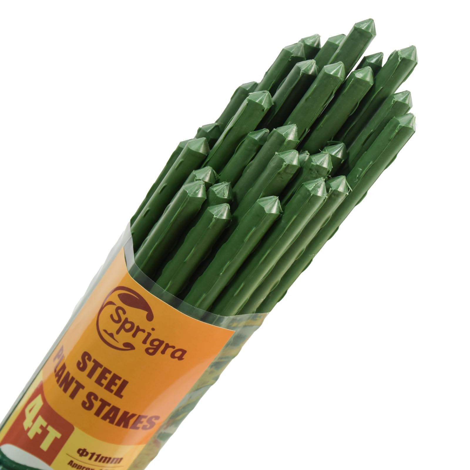 Estacas de jardín de acero de 48 pulgadas, paquete de 25 unidades, soporte resistente para plantas trepadoras, tomates, frijoles, pepinos, pimientos, flores, árboles en maceta, fortalecimiento